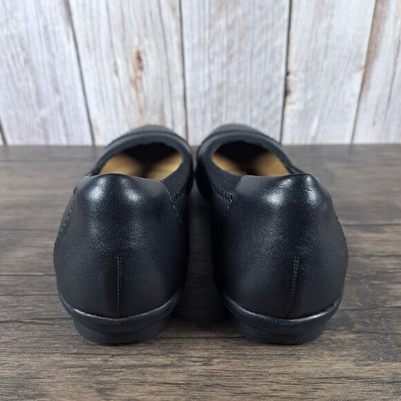Clarks Collection Sara Bay Black Leather Ballet Flats Women's Wide Sz 8 W (NWOB) - Picture 4 of 9